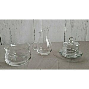 Vintage Crystal Tea Set Butter Dish  Sugar  Creamer Dartington 1970s Glass